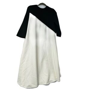 The collective woman’s l black white diagonal stripe aline midi party dress fun